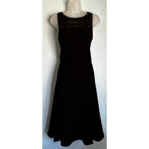 Evan Picone Black Dress Whimsigoth Jewel Scoop Back Women's Size 6